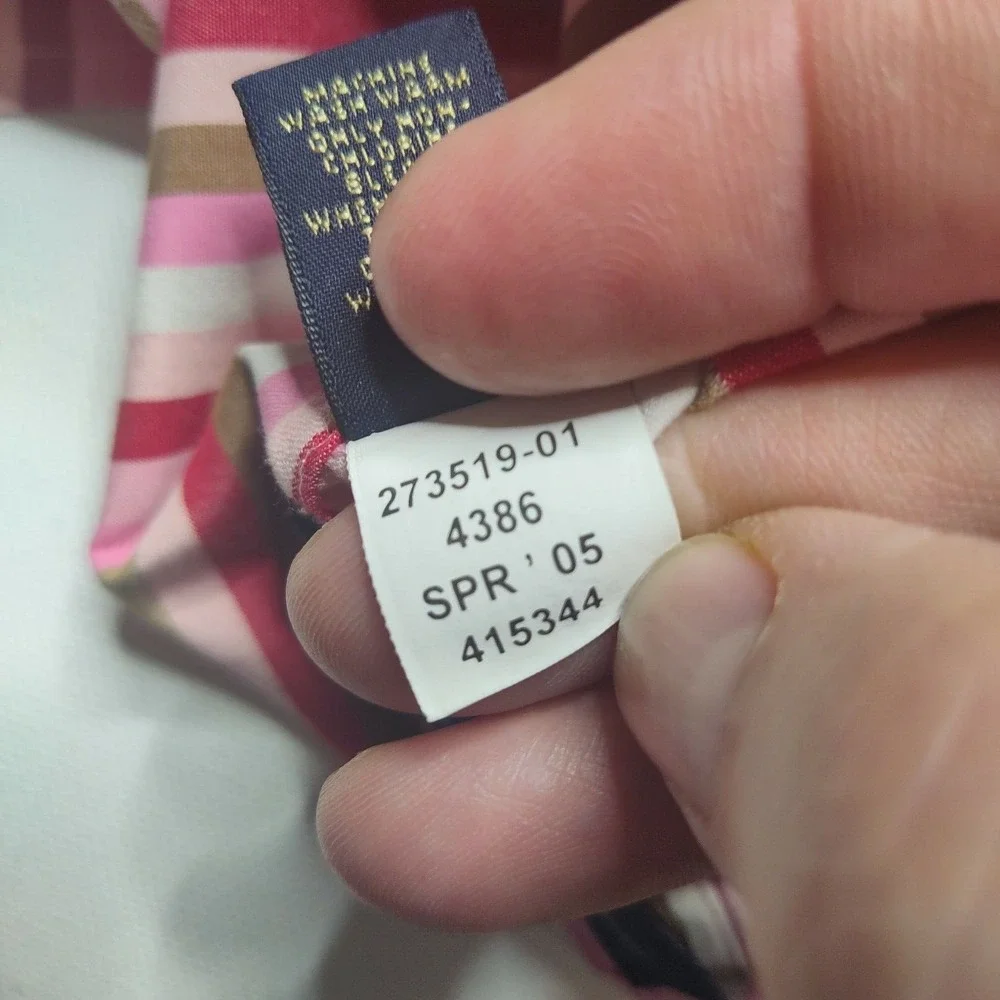 VTG Banana Republic Men Large Pink Striped Flip Cuff Cotton Button‎ Shirt